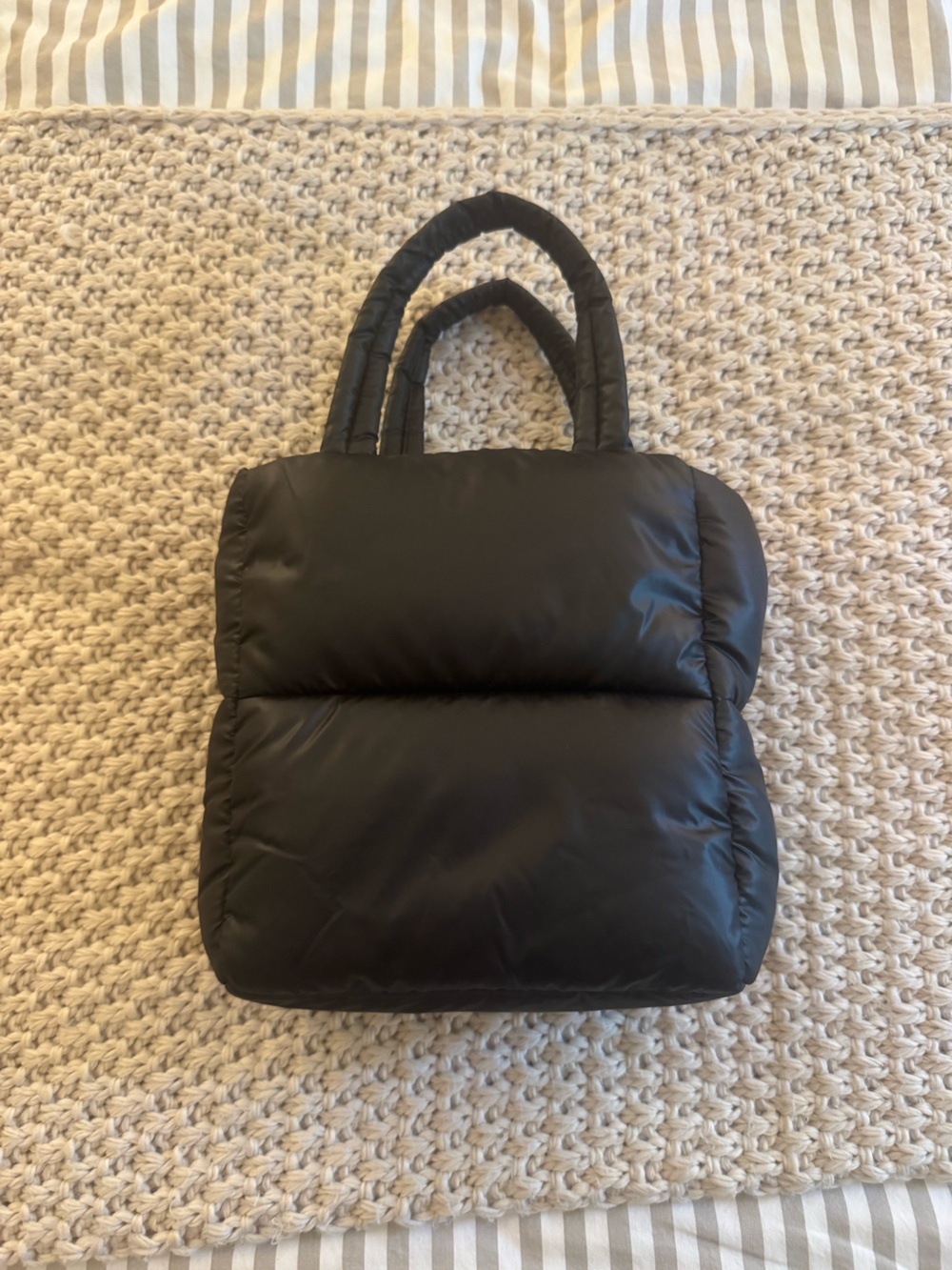 Black Puffer Mini Tote Bag